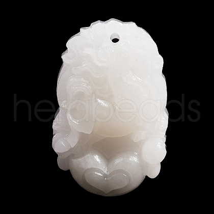 Natural White Jade Carved Pendants G-S384-01G-1
