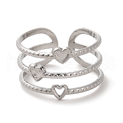 Non-Tarnish 304 Stainless Steel Open Cuff Ring for Women RJEW-Z015-07P-1