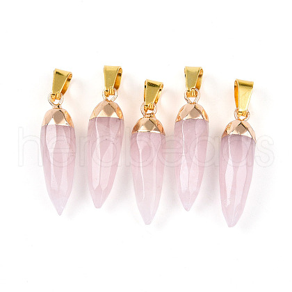 Natural Rose Quartz Pendants G-N345-01C-1
