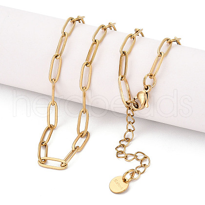 Ion Plating(IP) 304 Stainless Steel Paperclip Chain Necklace NJEW-D045-14G-02-1
