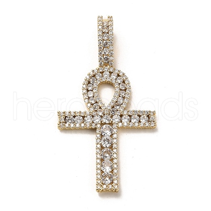 Brass Micro Pave Cubic Zirconia Pendants KK-K355-28G-1