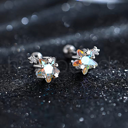 S999 Fine Silver Star Stud Earrings CH9879-1