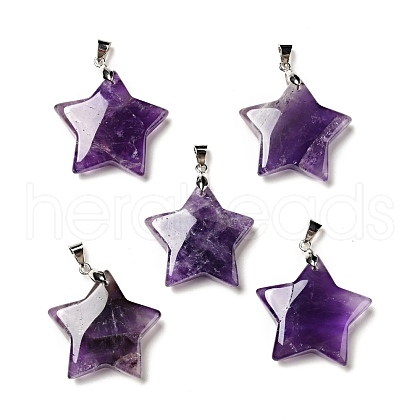 Natural Amethyst Pendants G-I319-04P-05-1