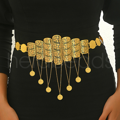 Luxurious Elegant Zinc Alloy & Brass Material Floral Tassel Coin Pendant Waist Chains for Women ZU0356-1