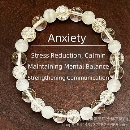 Round Natural Quartz Crystal & Glass Beads Stretch Bracelets for Girl Women FS-WGE0C43-07-1