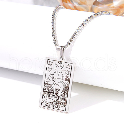 Retro Hip-hop 304 Stainless Steel Tarot Pendant Necklaces for Men FS-WGEC43A-04-1