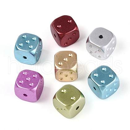 Spray Painted Opaque Acrylic Beads ACRP-T011-01-1