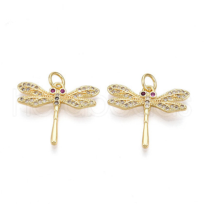 Brass Micro Pave Cubic Zirconia Pendants KK-N257-19G-1