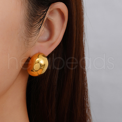 Stylish Stainless Steel Oval Stud Earrings XB7886-1