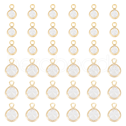 BENECREAT 40Pcs 2 Style Brass Micro Pave Cubic Zirconia Pendants KK-BC0013-32-1