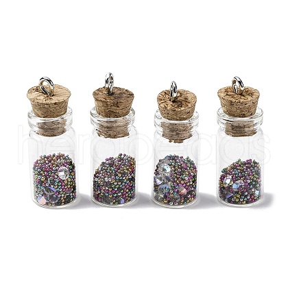 Glass Wishing Bottle Pendant Decorations GLAA-XCP0001-59-1
