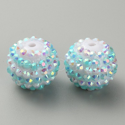 Stripe Pattern Resin Rhinestone Beads RESI-WH0034-20D-1