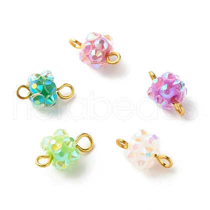 Resin Rhinestone Round Connector Charms PALLOY-JF01273-30A-1