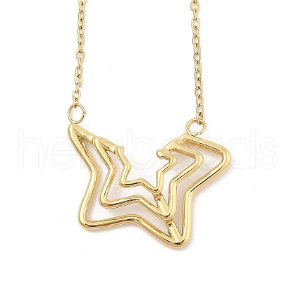 304 Stainless Steel Star Outline Pendant Cable Chain Necklaces NJEW-H044-01G-1