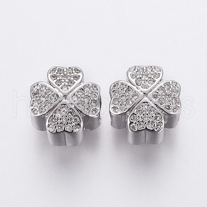 Brass Micro Pave Cubic Zirconia European Beads OPDL-P001-28-1