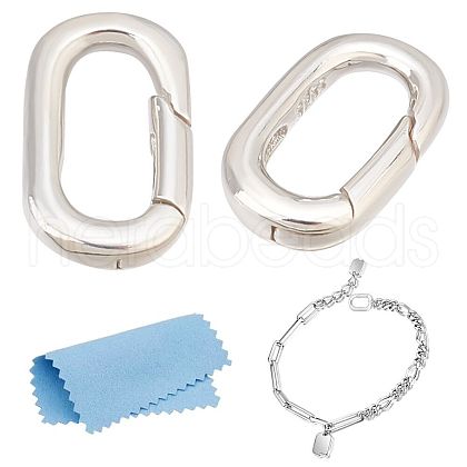 MAYJOYDIY US 2Pcs 925 Sterling Silver Spring Gate Rings STER-MA0001-01-1