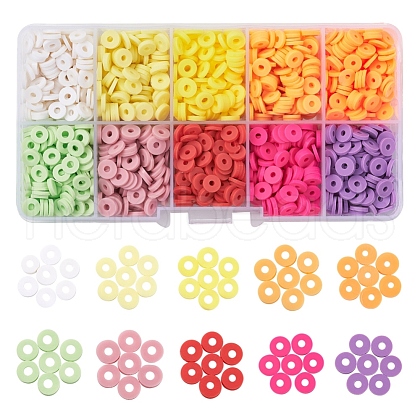 1500Pcs 10 Colors Light Colors Handmade Polymer Clay Beads CLAY-YW0001-37A-1