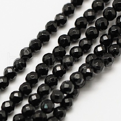 Natural Black Spinel Bead Strands X-G-A129-3mm-34-1