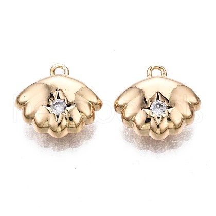 Brass Micro Pave Clear Cubic Zirconia Charms KK-Q764-004-1