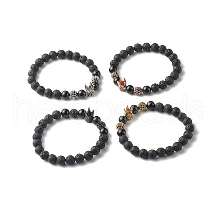 Oil Diffuser Yoga Natural Tourmaline & Natural Lava Rock Beads Stretch Bracelet for Girl Women BJEW-JB06800-1