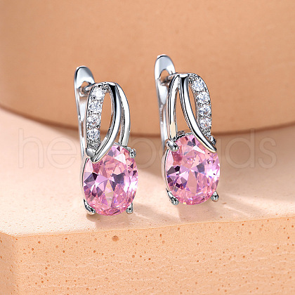 Brass Cubic Zirconia Stud Earrings WG92DFF-07-1