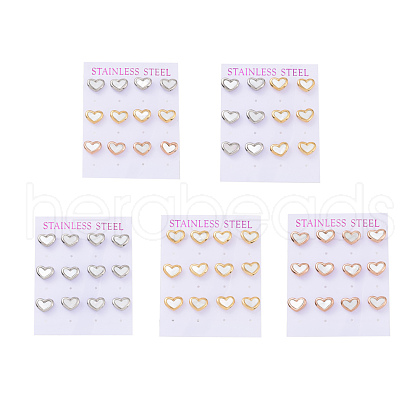 Heart 304 Stainless Steel Shell Stud Earrings STAS-D188-10-1