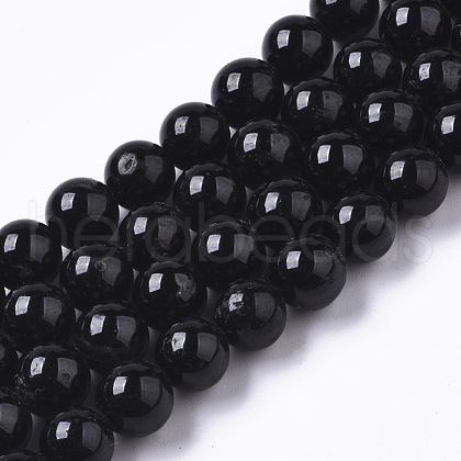 Natural Black Tourmaline Beads Strands G-R465-01-1