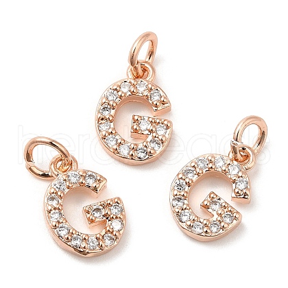 Brass Micro Pave Grade AAA Cubic Zirconia Charms ZIRC-P067-11RG-G-NR-1
