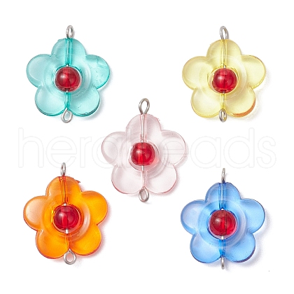 Transparent Acrylic & Glass Flower Connector Charms PALLOY-JF03720-1