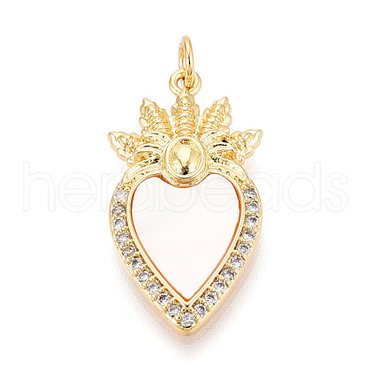 Brass Micro Pave Clear Cubic Zirconia Pendants KK-N268-43G-1