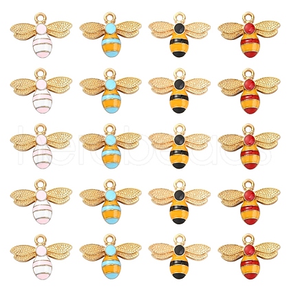 20Pcs 4 Colors Alloy Enamel Pendants ENAM-YW0001-91-1
