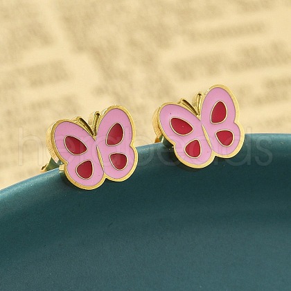 304 Stainless Steel Enamel Stud Earrings STAS-E502-01G-01-1