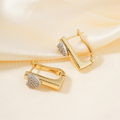 Brass Clear Cubic Zirconia Hoop Earrings PP3741-2-1