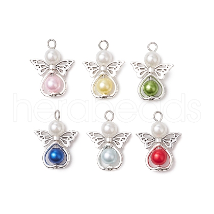 Acrylic Pearl with Alloy Pendants PALLOY-JF03405-1