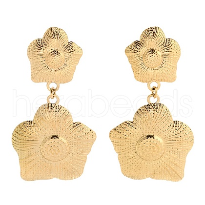 Stainless Steel Flower Stud Earrings for Women EJEW-Z074-03G-1