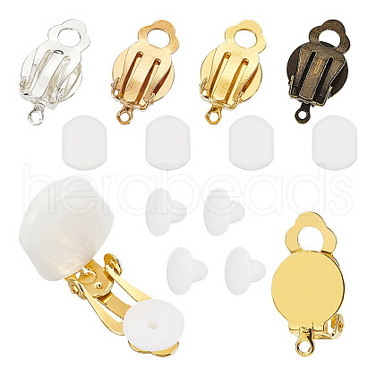 WADORN 120Pcs 6 Styles Resin with Silicone Iron Clip-on Earring Findings FIND-WR0011-55-1