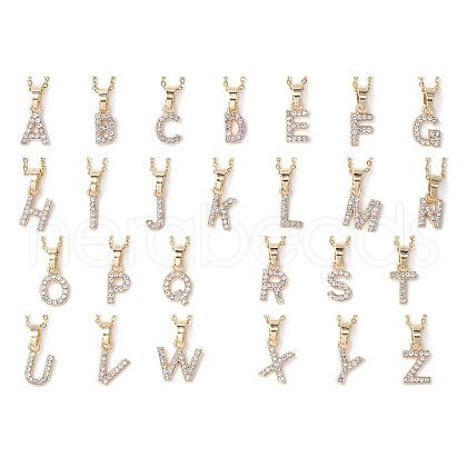 26Pcs Alloy Rhinestone Pendant Necklaces NJEW-JN05244-1