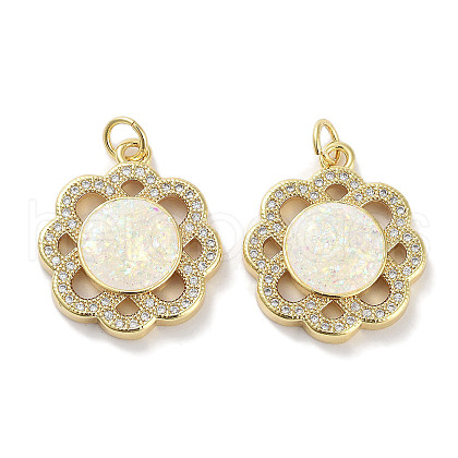 Brass Micro Pave Clear Cubic Zirconia Pendants KK-L213-022G-1