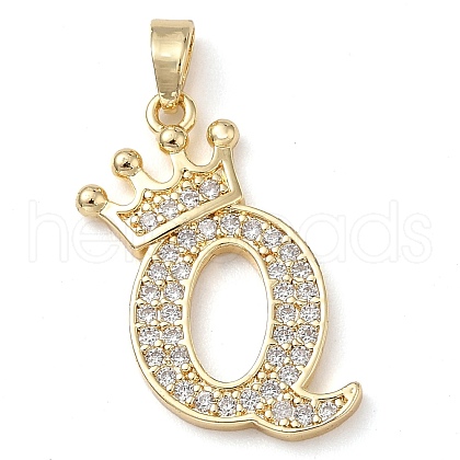 Rack Plating Brass Micro Pave Cubic Zirconia Pendants KK-D535-01Q-RS-1