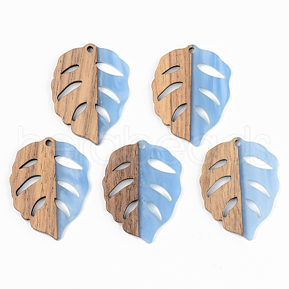 Opaque Resin & Walnut Wood Pendants X-RESI-S389-003A-C01-1