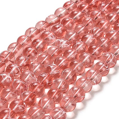 Drawbench Transparent Glass Beads Strands X-GLAD-Q012-8mm-01-1