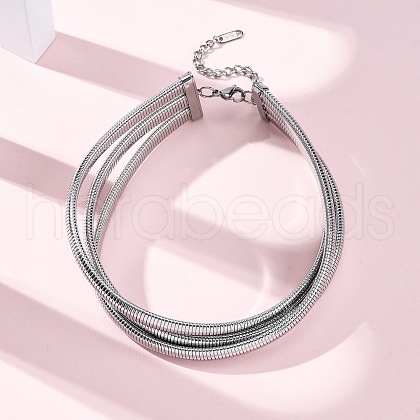 304 Stainless Steel 3-Strand Chain Necklaces NJEW-Q025-01P-1