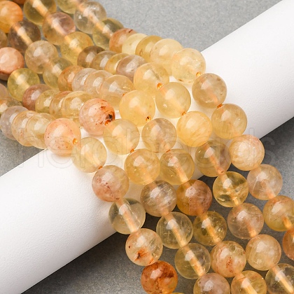 Natural Yellow Fluorite Beads Strands G-K340-A03-02A-1