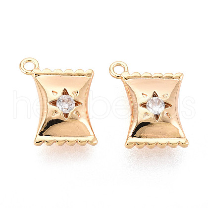 Brass Micro Pave Clear Cubic Zirconia Pendants KK-N267-06G-1