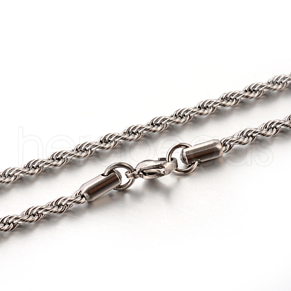 Tarnish Resistant 304 Stainless Steel Rope Chain Necklaces STAS-M174-009P-B-1