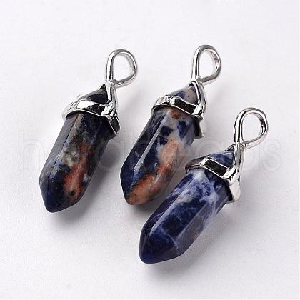 Bullet Natural Sodalite Pointed Pendants G-E332-A04-1