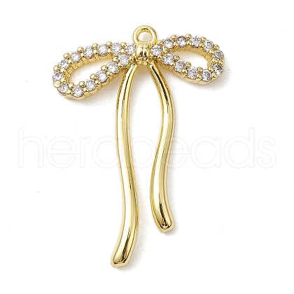 Rack Plating Brass Micro Pave Clear Cubic Zirconia Pendants X-KK-H463-12G-1