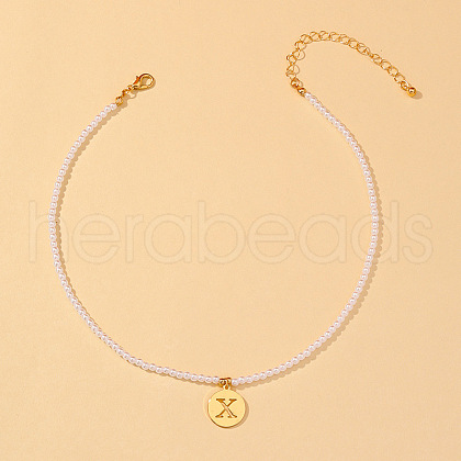 Round Plastic Pearl Beaded Necklaces FS-WG7BB5B-24-1