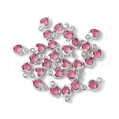Heart Rack Plating Brass Glass Charms KK-S385-01P-1