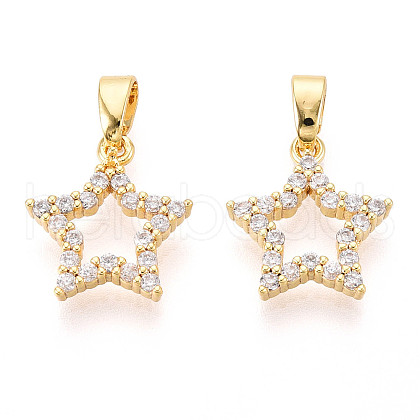 Brass Micro Pave Cubic Zirconia Charms KK-N257-62G-1